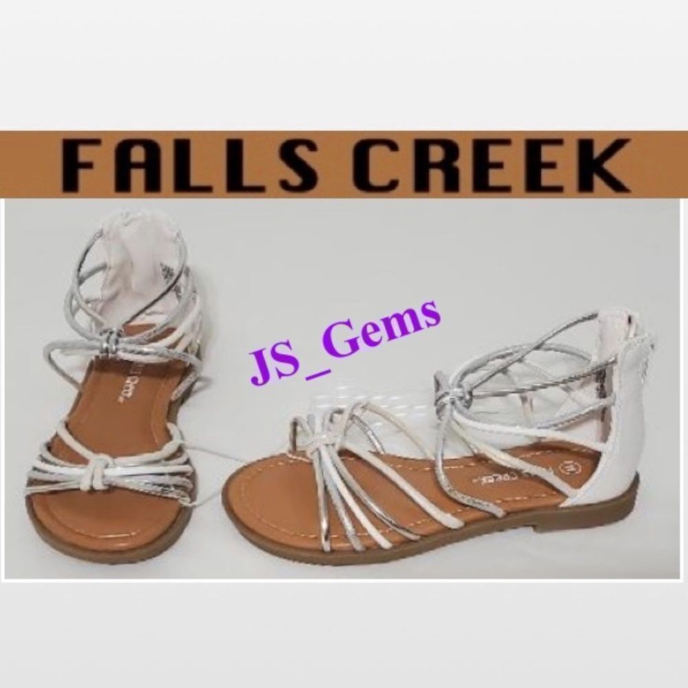 New White Sparkle Gladiator Kid Sandal Shoe